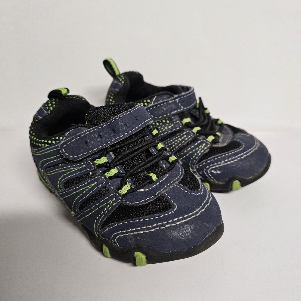 Boys Toddler Athletic Sneakers Navy Green Size 5 Velcro Strap
